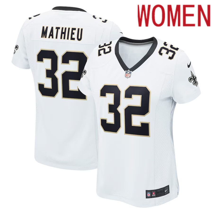 Women New Orleans Saints 32 Tyrann Mathieu Nike White Game NFL Jersey